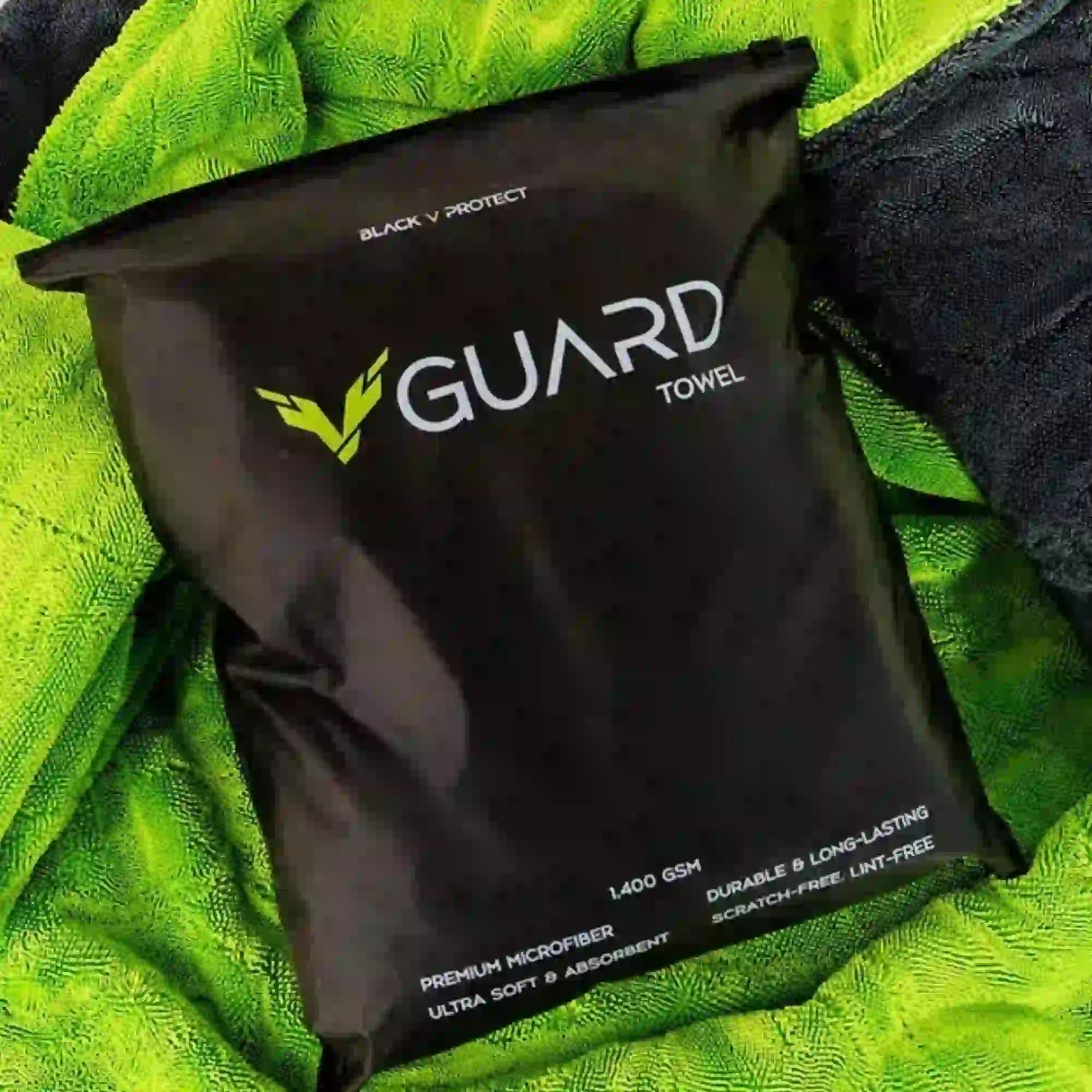 MICROFIBER TOWEL 1400 GSM BLACK V PROTECT